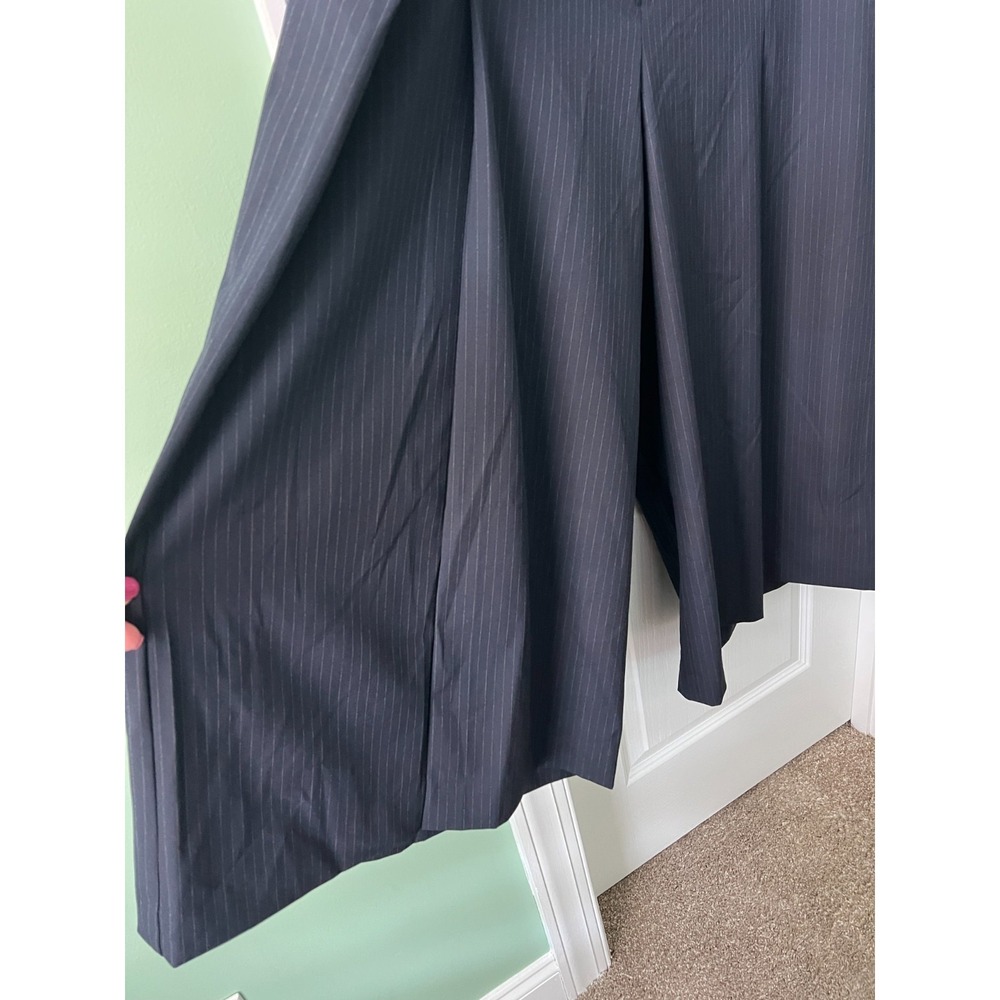Lane Bryant Womens‎ Pants Black Pin Stripe Wide Leg Crop Sailor Gold Button 26R - Picture 3 of 6